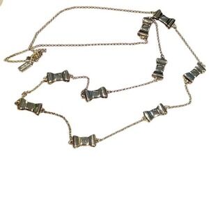 Kate‎ Spade Gold Tone Bow Necklace Long Chain Layering Station Statement